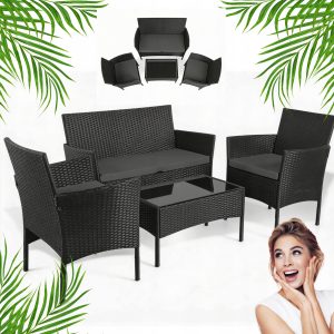 ZESTAW MEBLI OGRODOWYCH SFS010 MTG MEBLE OGRODOWE TECHNORATTAN CZARNY